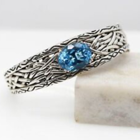 Effy 925 Lagoon Sterling Silver Blue Topaz Bangle, 10.64 TCW - Picture 1 of 7